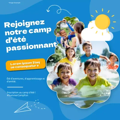 Camp d'été pour enfants en bleu et blanc Promotionnel