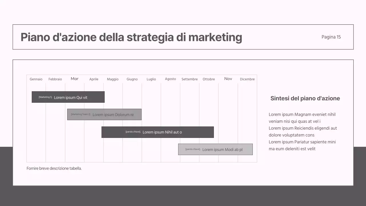 Un moderno rapporto sulla strategia di mercato in grigio e rosa