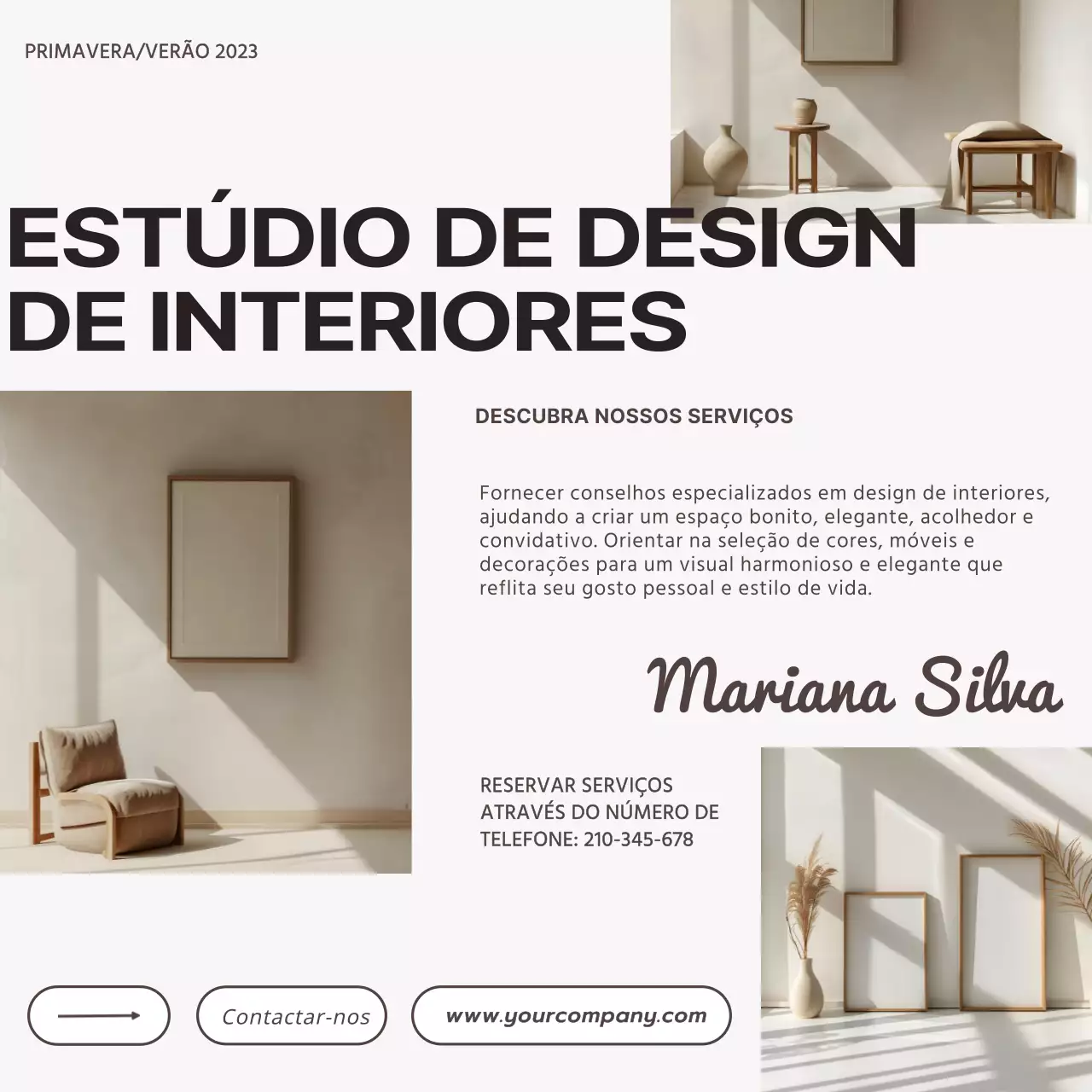 Promoção do blogue do estúdio de design de interiores moderno Beige and Brown