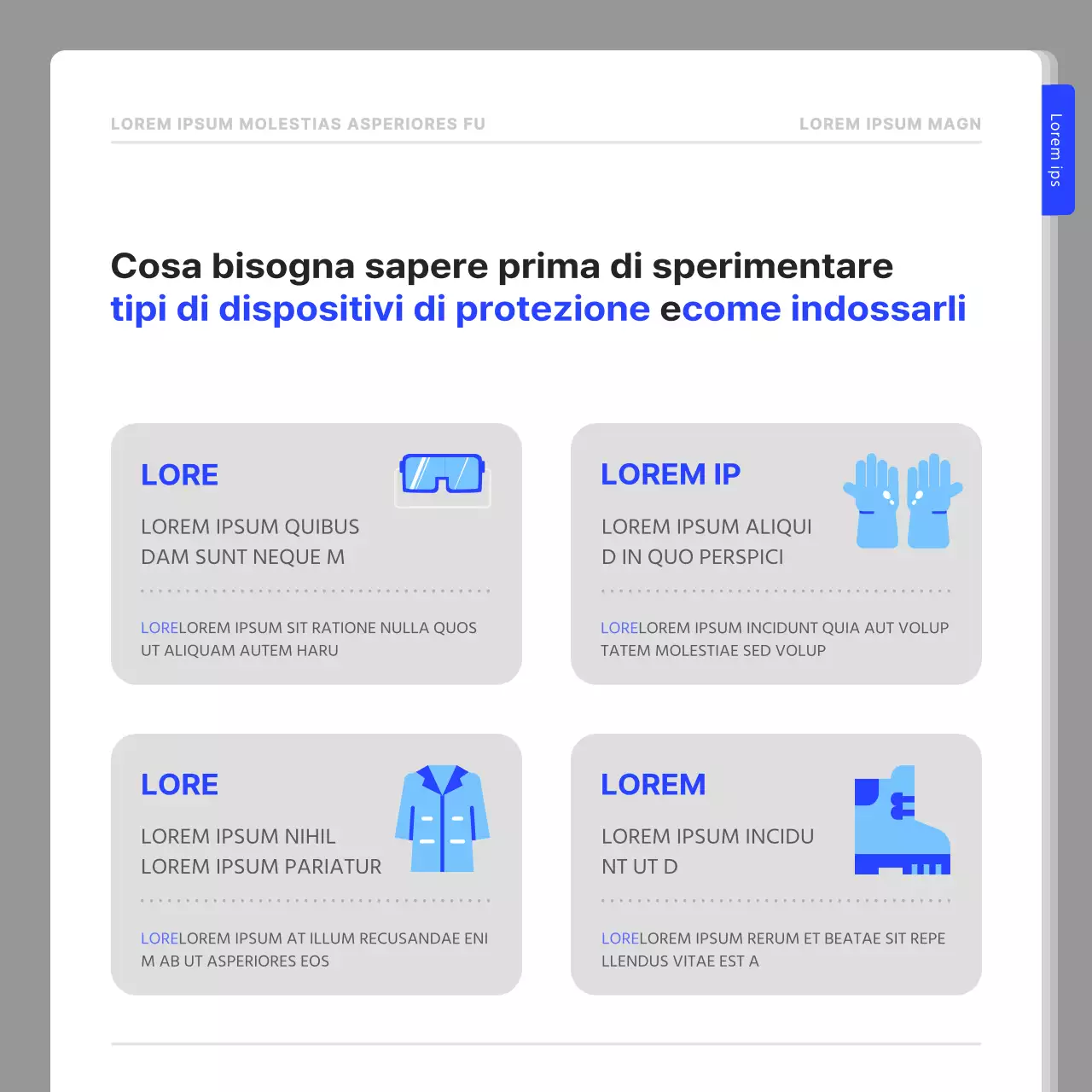 Una semplice guida alla sicurezza in laboratorio in blu navy e bianco