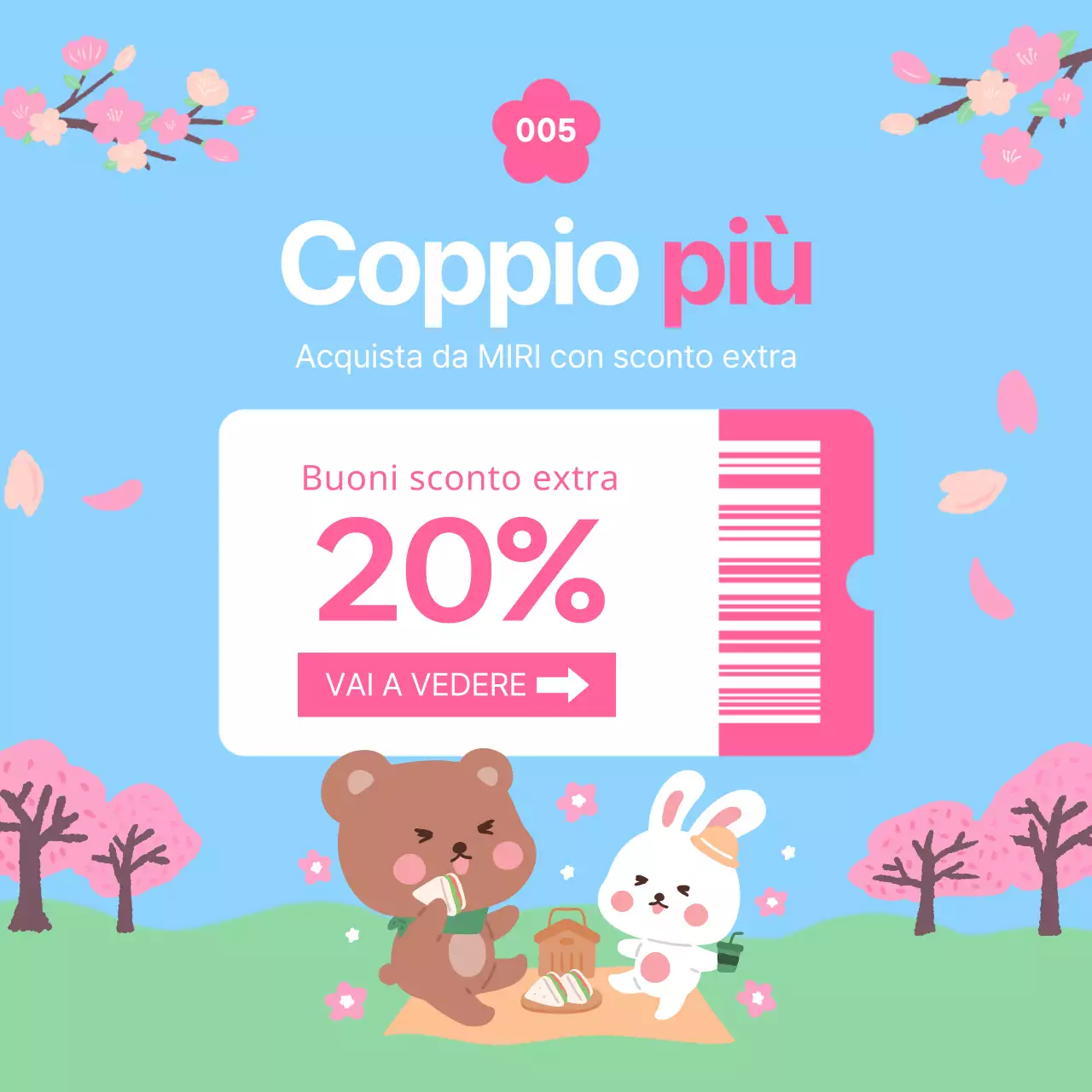 Promuovere una bella vendita primaverile in azzurro e rosa