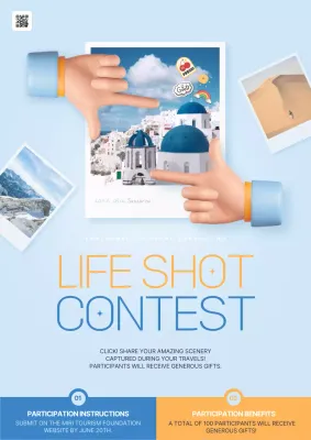 Blue Modern Travel Contest Promotion Poster