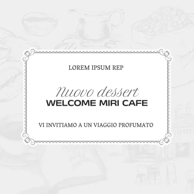 Annuncio del nuovo menu in un moderno caffè grigio e bianco