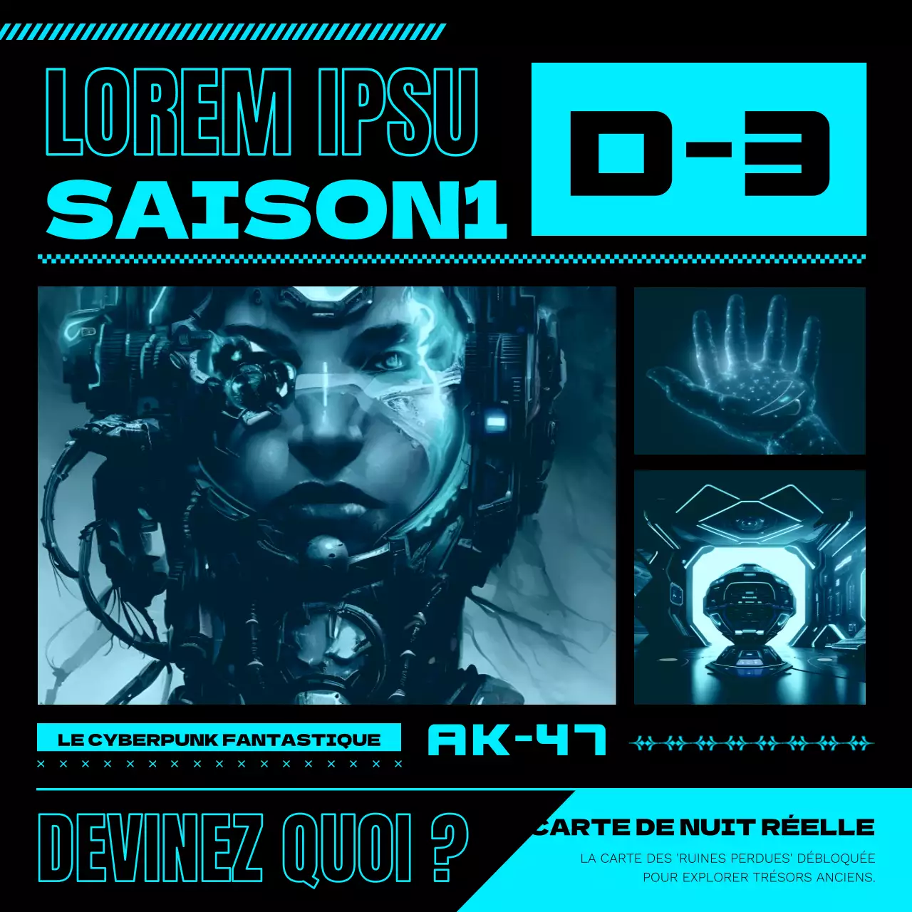 Des mises à jour de jeux cyberpunk en néon et noirPromotion de la SNS