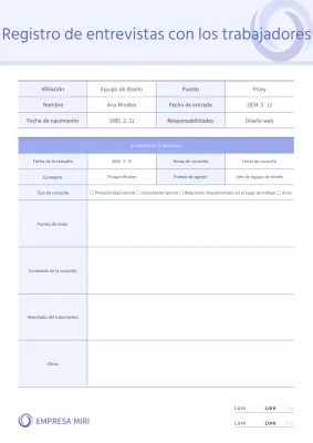 Informe de diario de entrevistas sencillo y de color malva