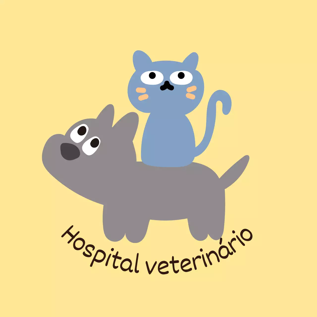 Clínica veterinária gira e fofa com ilustrações de cães e gatos