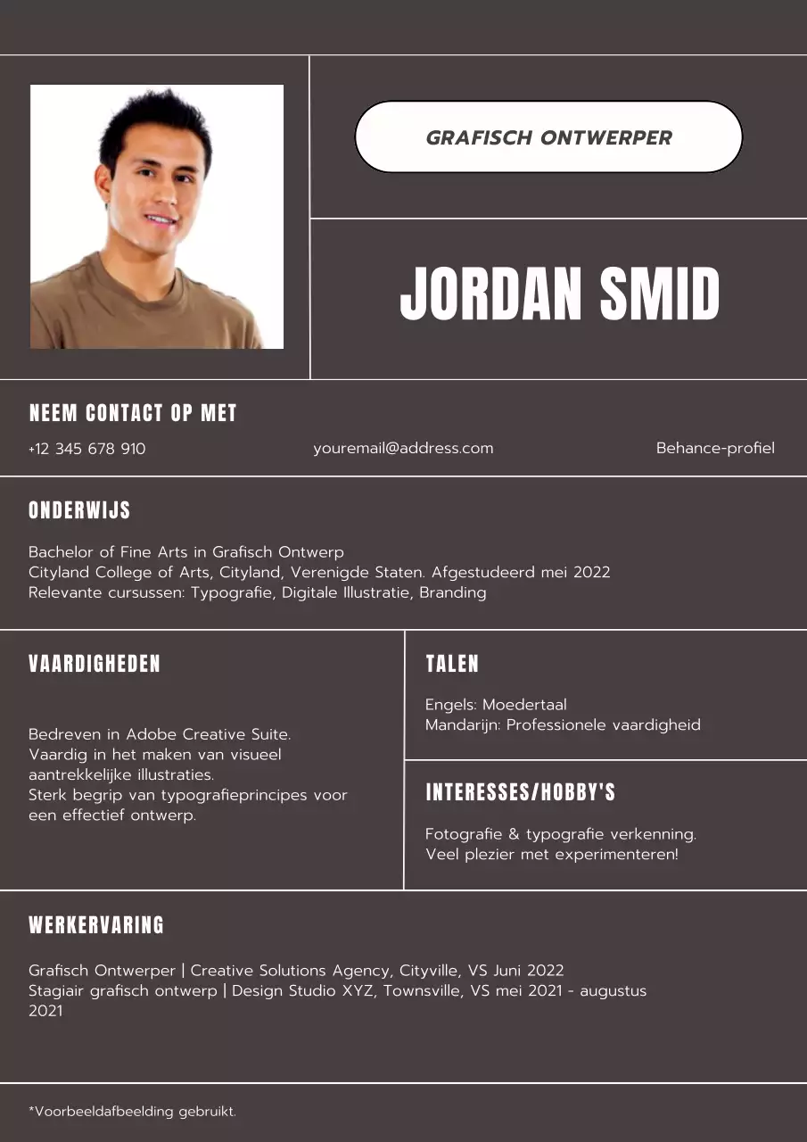 Grijs en wit minimalistisch grafisch ontwerp cv introductie