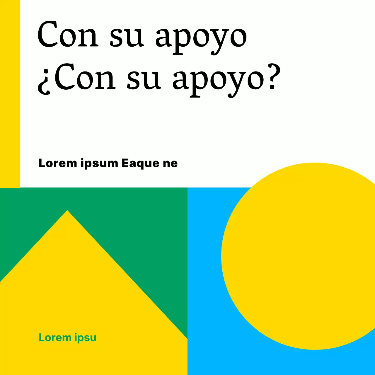 Un sencillo anuncio amarillo y azul de patrocinio institucional público sin ánimo de lucro
