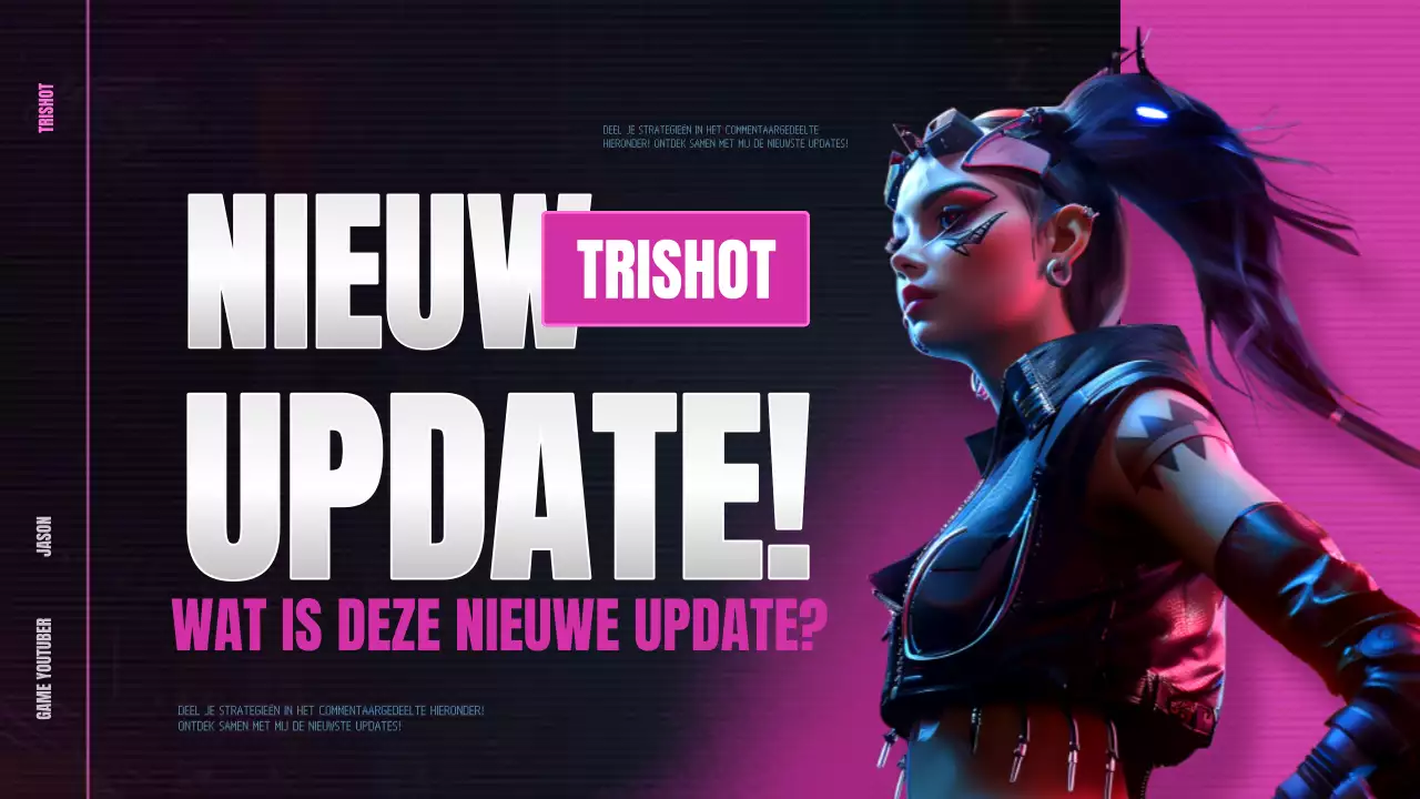 Promoot een op cyberpunk geïnspireerde game-update in hot pink en blauw