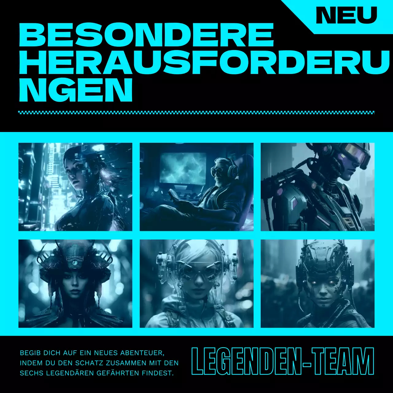 Cyberpunk-Spiel-Updates in Neon und SchwarzSNS-Promotion