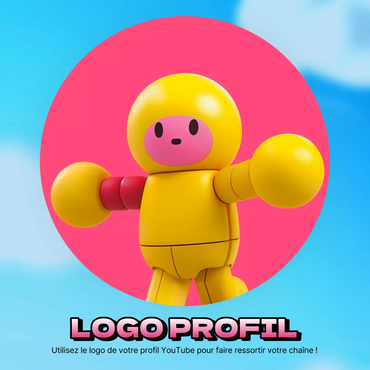 Annonce pour un joli logo de jeu rose et jaune