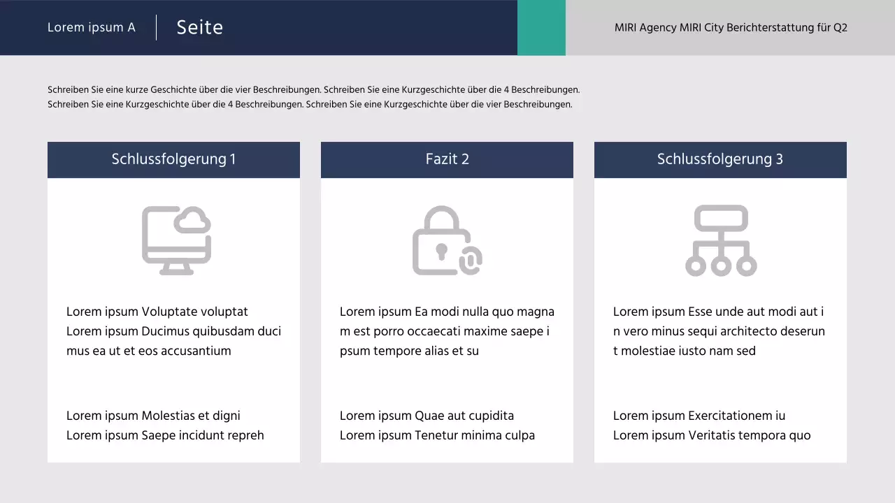Einfache Berichte für den öffentlichen Sektor in blau und mint