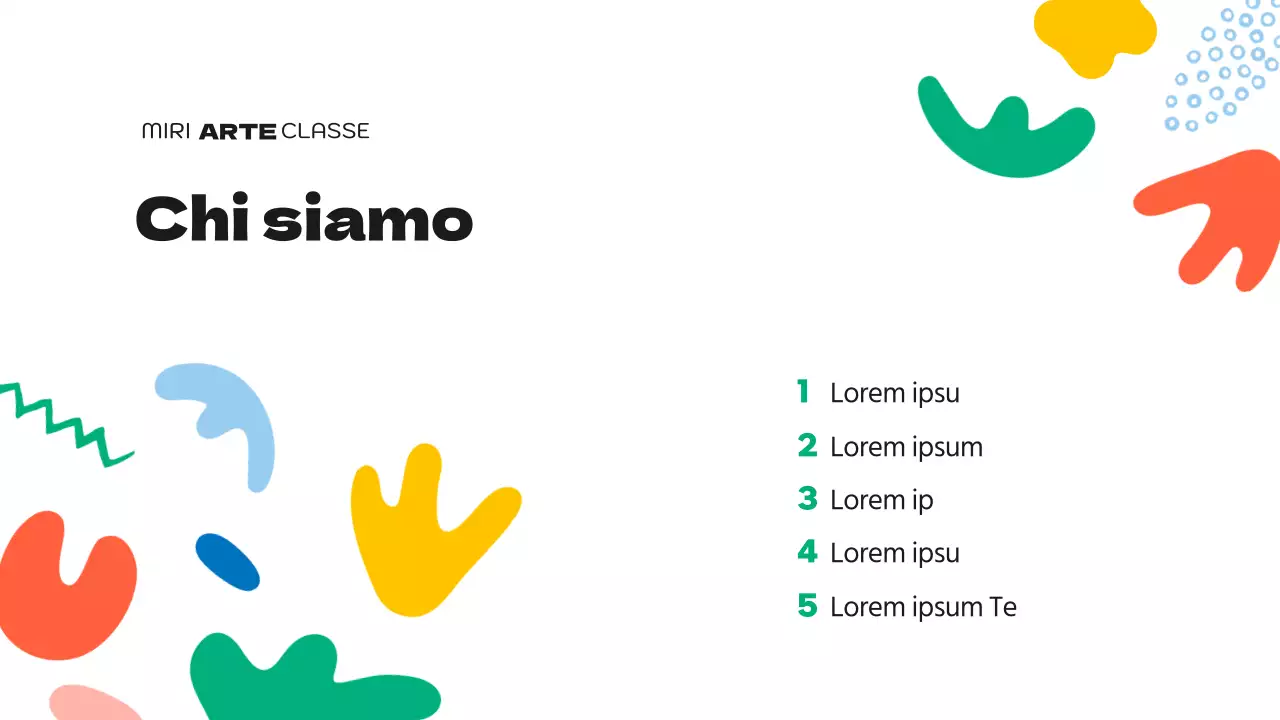 Un simpatico prospetto di scuola d'arte verde e arancione