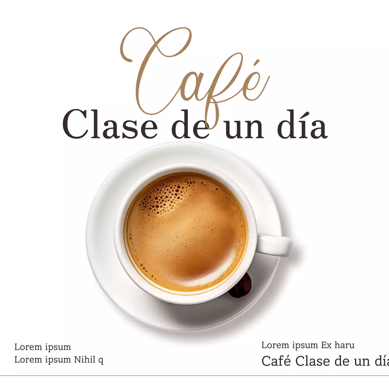 Promover una sencilla clase de un día de café en blanco y marrón