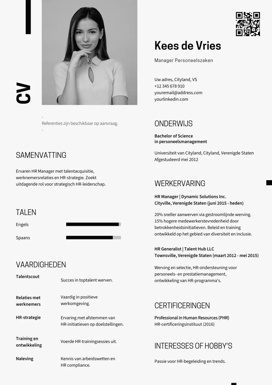 Grijs Minimal Human Resource Manager CV