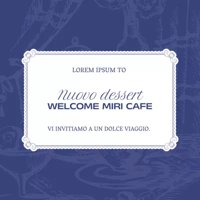 Annuncio di un caffè moderno in blu e bianco