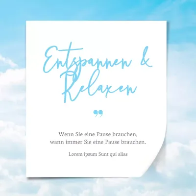 Förderung eines minimalistischen Angebots in Hellblau und Weiß