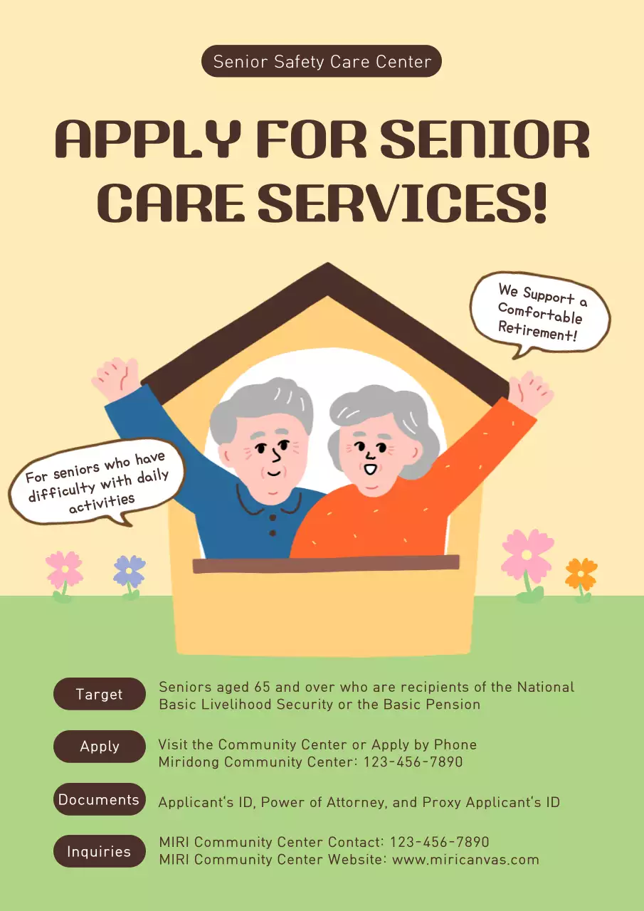 Beige Simple Senior Services Promotion Poster