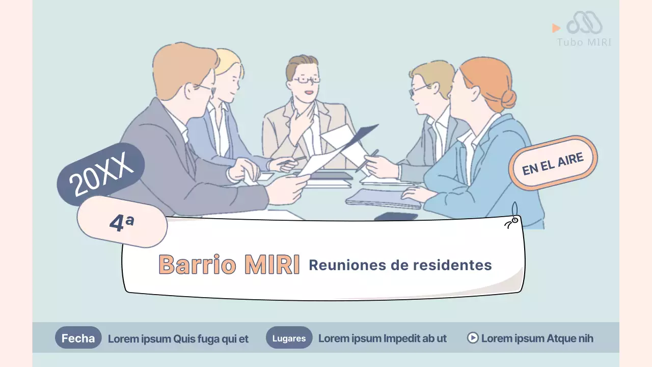 Promover una retransmisión en directo de la reunión municipal con una combinación de colores azul cielo y rosa de moda.