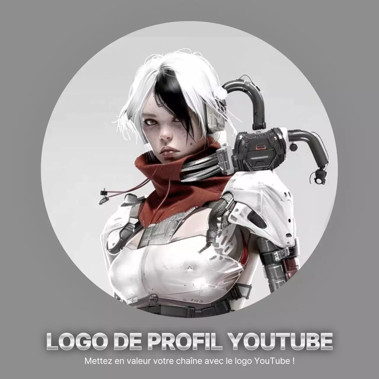 Postes de profil de jeu argentés et blancs inspirés de la science-fiction