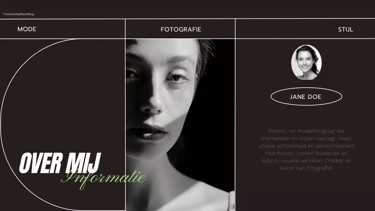 Zwart Lime en Wit Modern Elegant Trend Geometrisch Fotograaf Diensten Introductie van het bedrijf