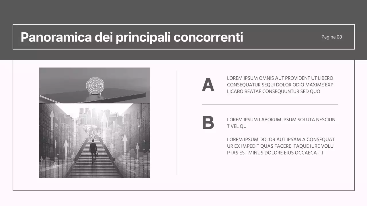 Un moderno rapporto sulla strategia di mercato in grigio e rosa
