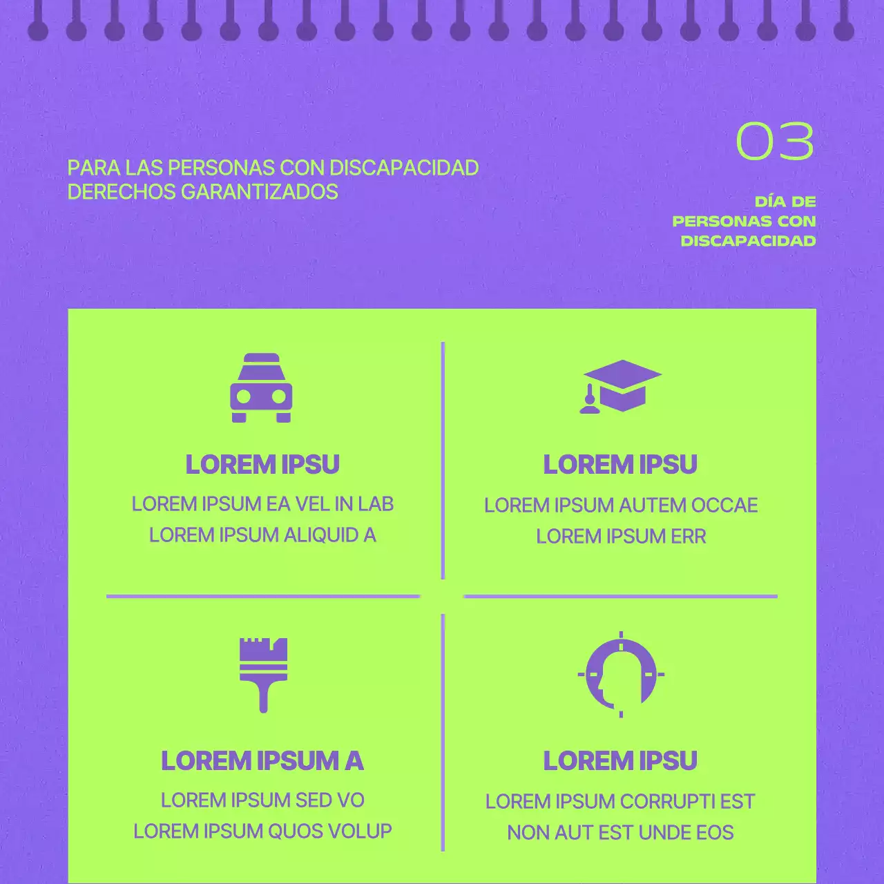 Poste geométrico del Día de la Discapacidad en rosa y amarillo intenso