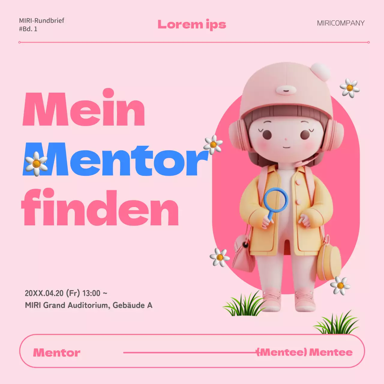 Ein einfaches rosafarbenes und blaues Anschreiben für ein Job-Mentoring