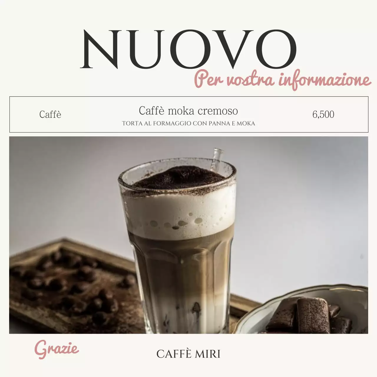 Un annuncio di classe per il caffè in nero e avorio