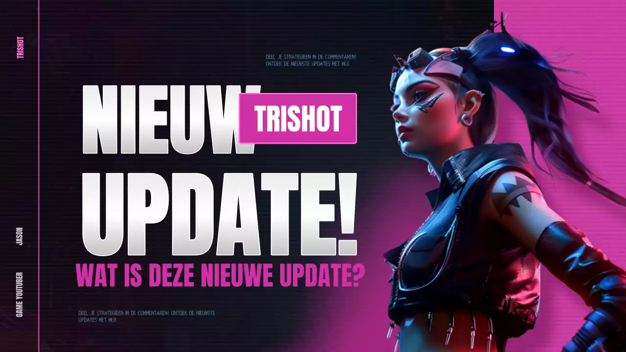 Promoot een op cyberpunk geïnspireerde game-update in hot pink en blauw