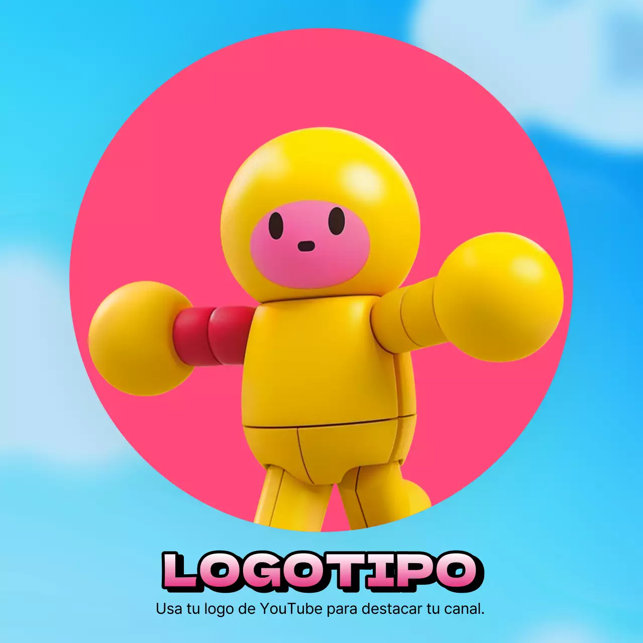 Anuncio de un bonito logotipo de juego rosa y amarillo