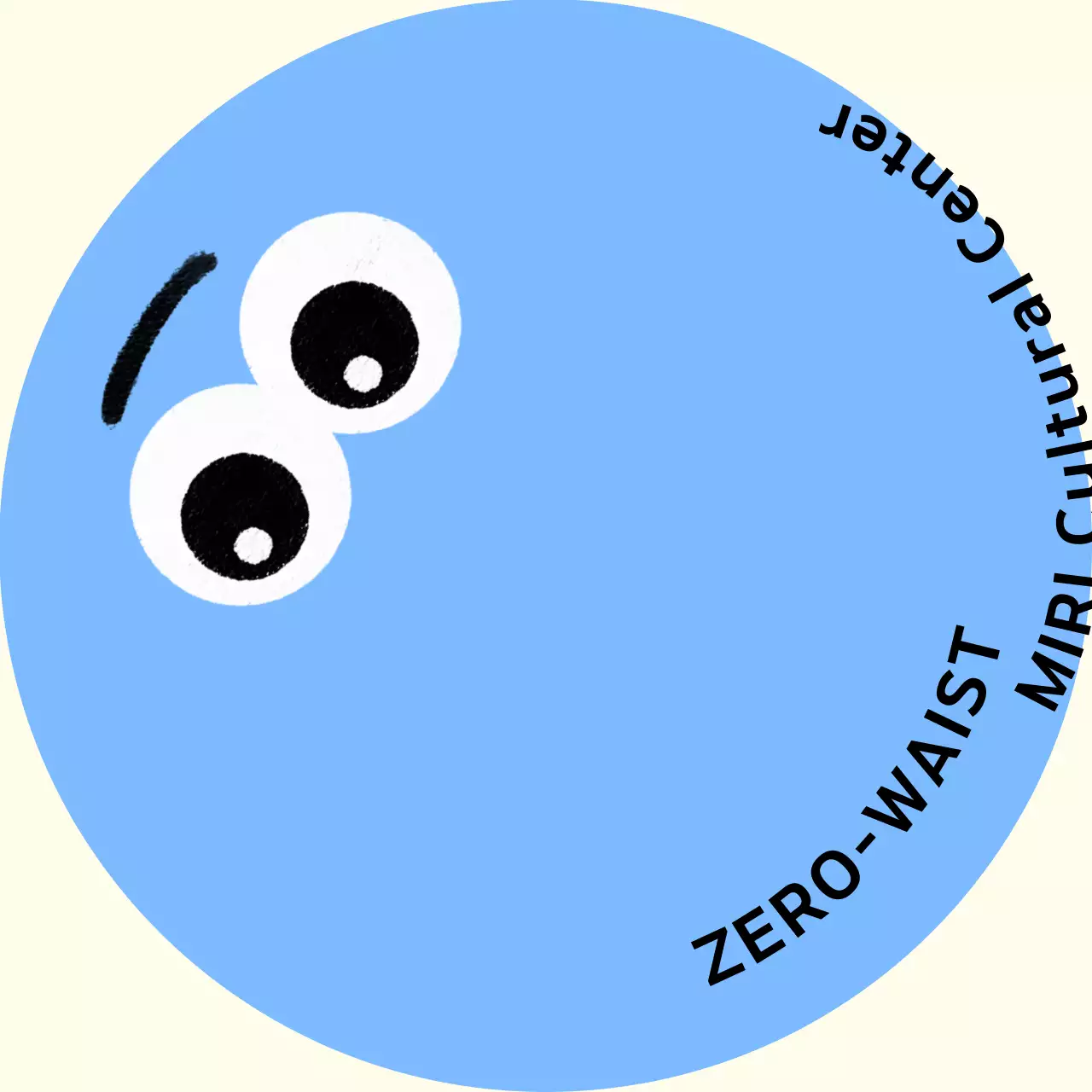 Colorful cultural center with character facial expressions