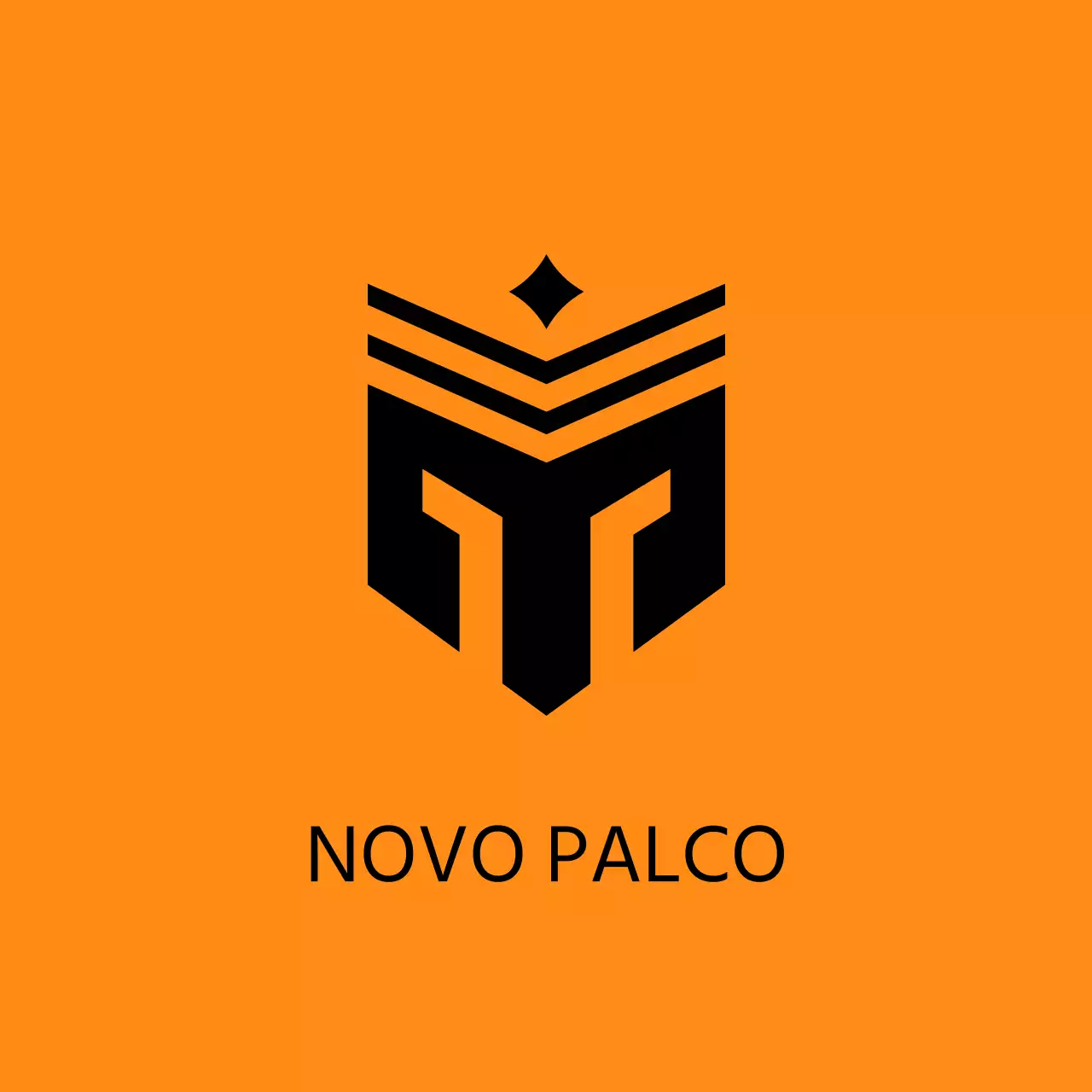 Promover um logótipo de canal de jogos de ficção científica em laranja e azul-marinho
