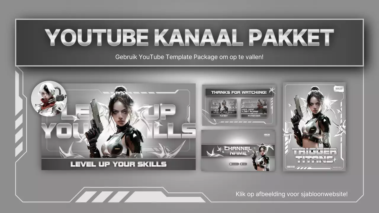 Een verzameling zilveren en witte, op sci-fi geïnspireerde videocontent voor games