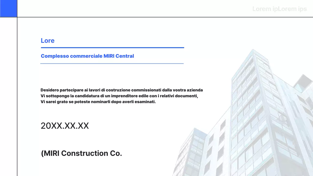 Un rapporto di fatturazione semplice, blu, di base per l'edilizia