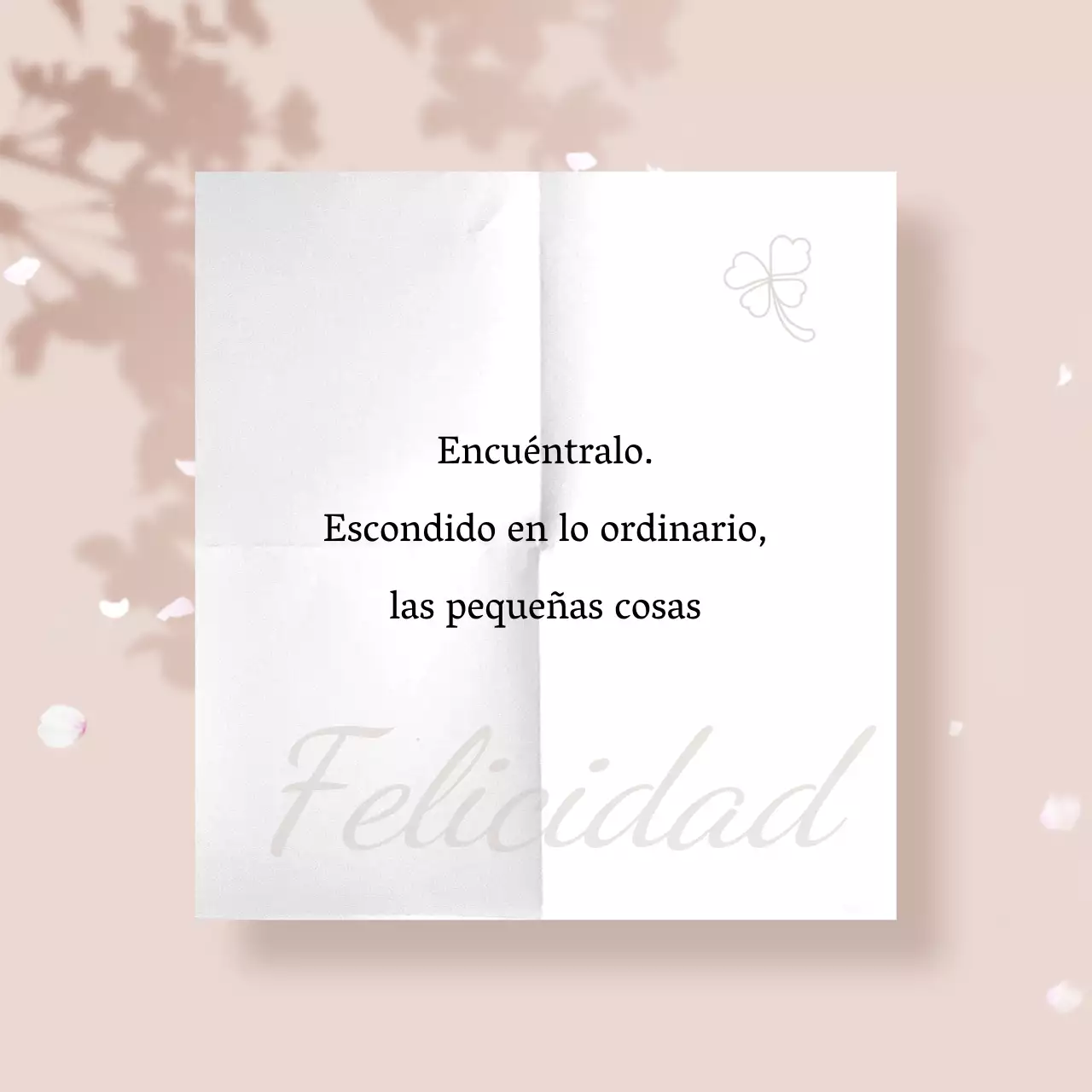 Un sencillo anuncio en rosa y blanco con un texto sentimental