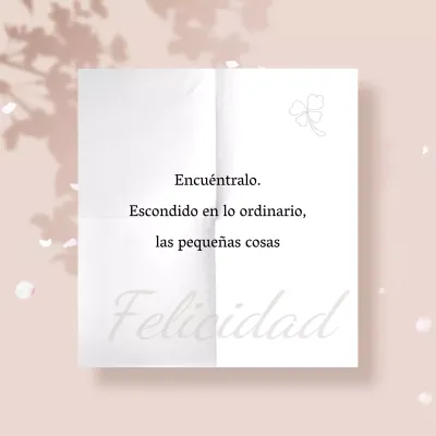 Un sencillo anuncio en rosa y blanco con un texto sentimental