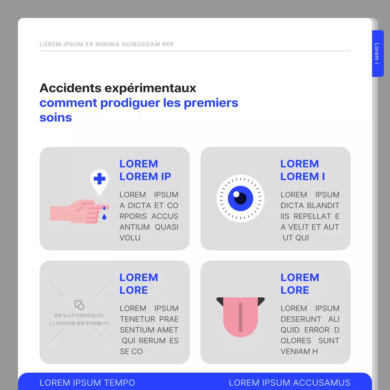 Un guide simple pour la sécurité des laboratoires en bleu marine et blanc