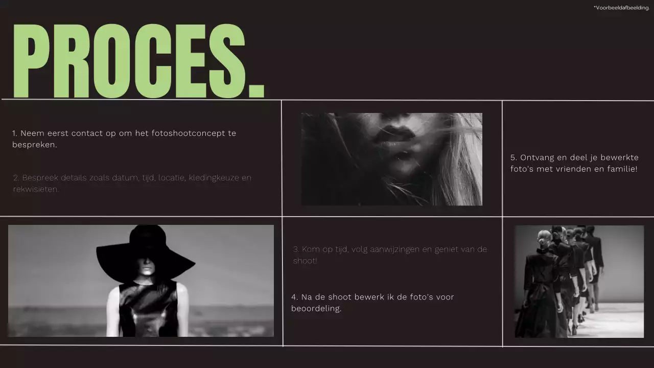 Zwart Lime en Wit Modern Elegant Trend Geometrisch Fotograaf Diensten Introductie van het bedrijf