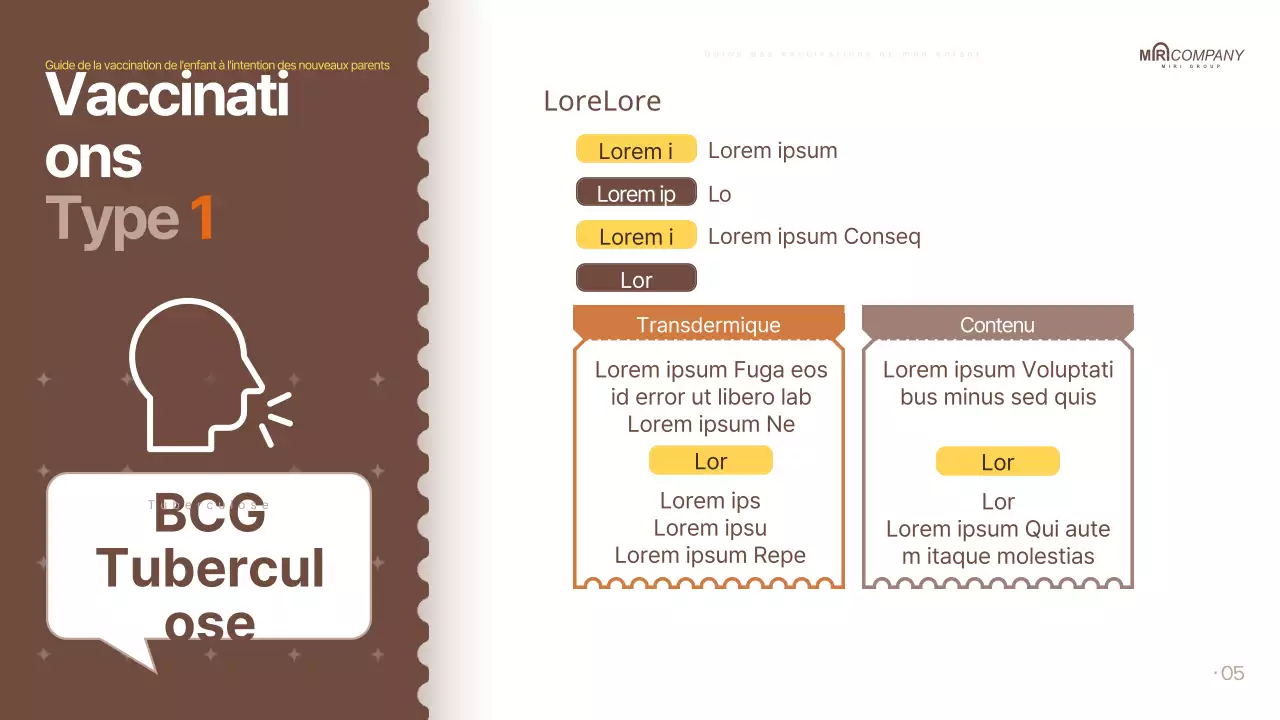 Les vaccinations parentales en brun, façon pop-art