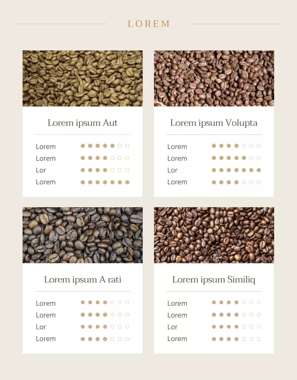 Moderne Nederlandse koffie in beige en ivoor uitgelegd