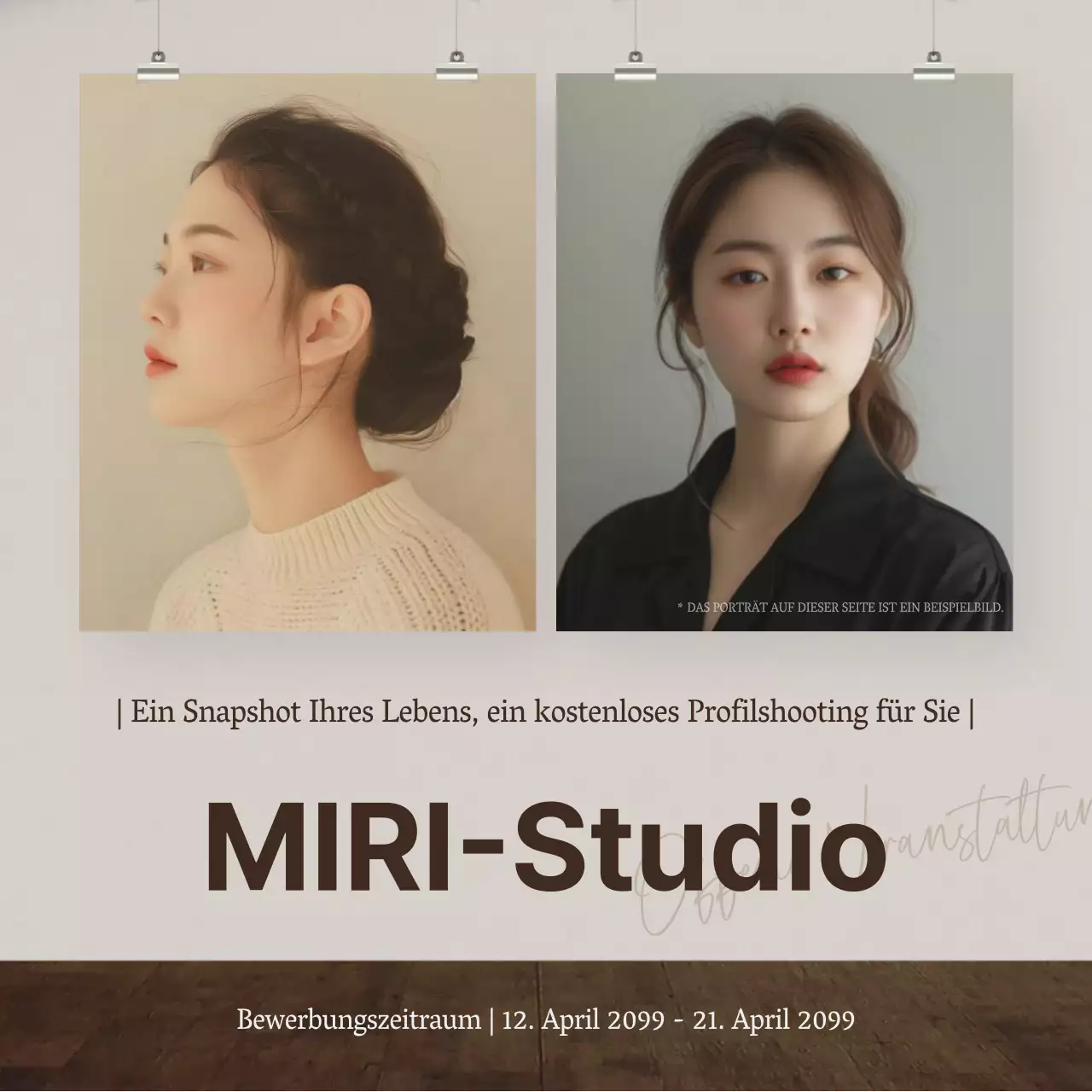 Moderne Event-Anzeige im Selbststudium in Beige