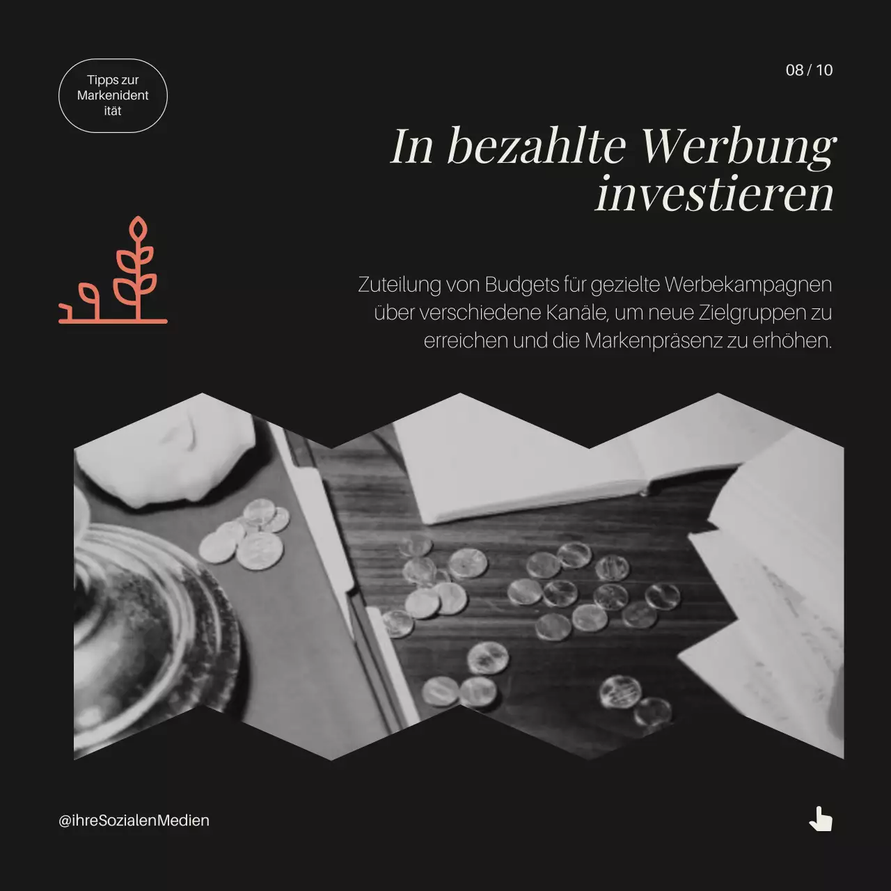 Schwarz Modern Elegant Strategie für den Aufbau der Markenidentität Tipps Instagram Karussell