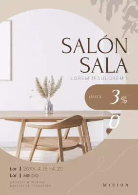 Promover un cartel para un interior moderno amueblado en marrón y beige