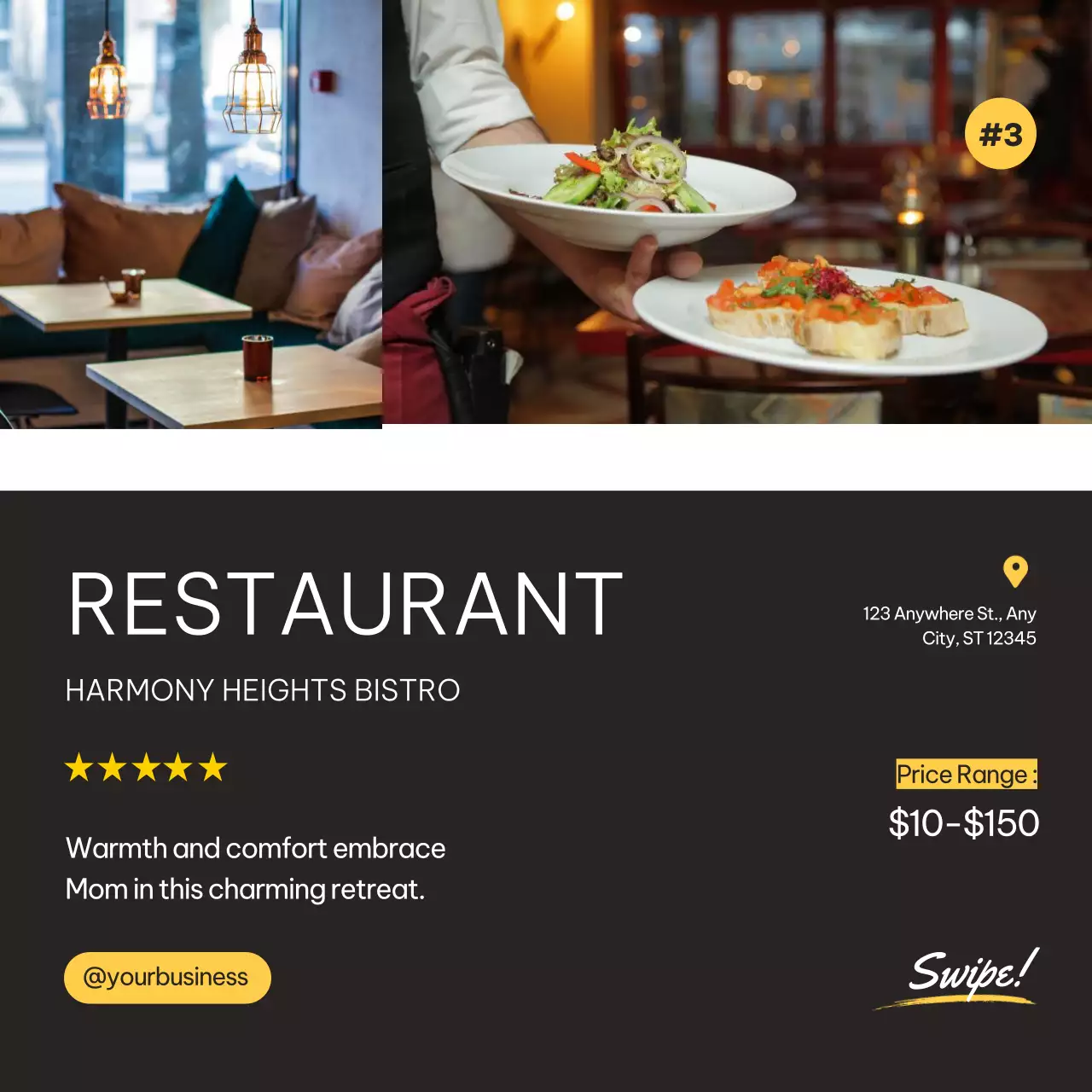 Black Elegant Dining Promotion Social Media Post