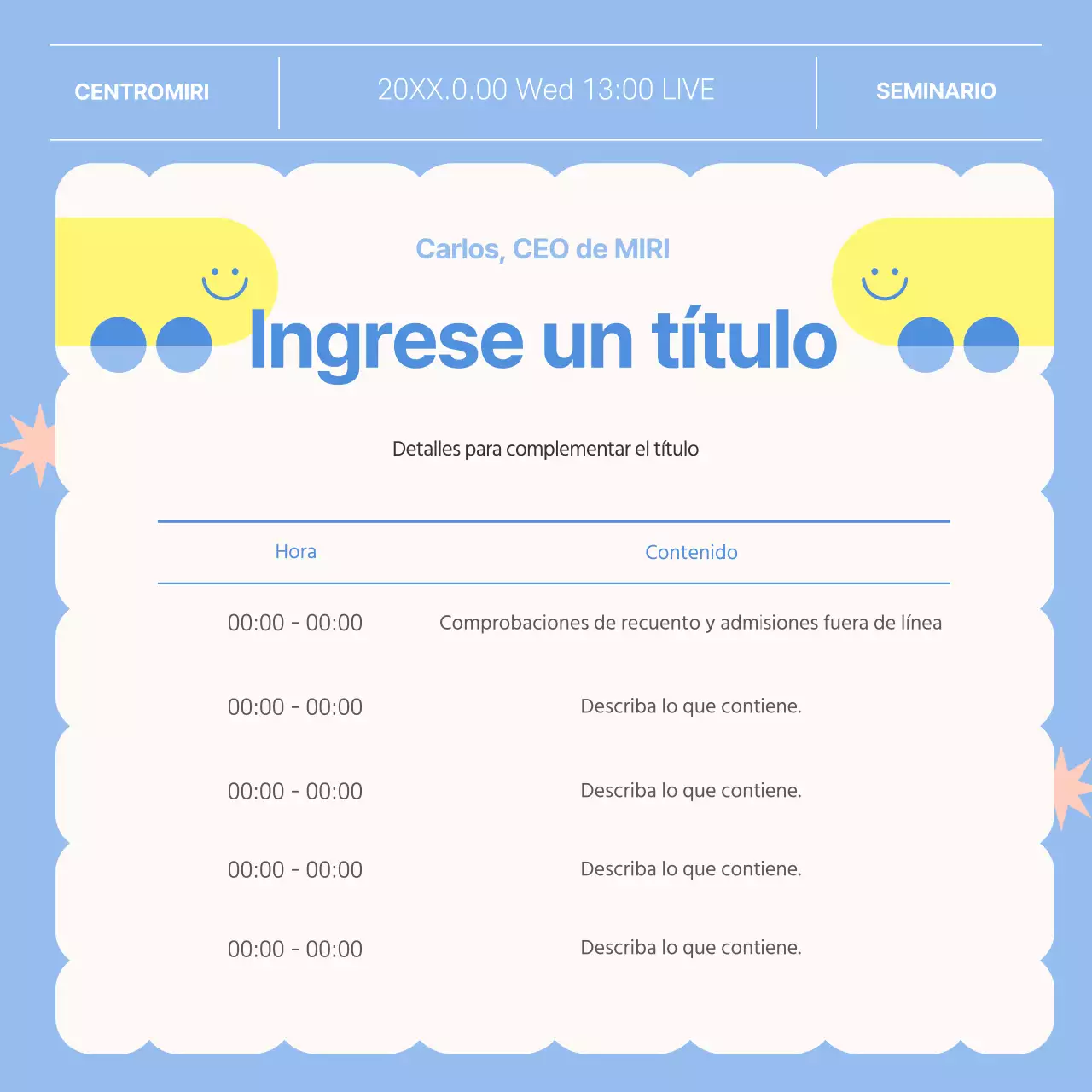 Promoción de las conferencias especiales azules y amarillas para las personas mayores actuales