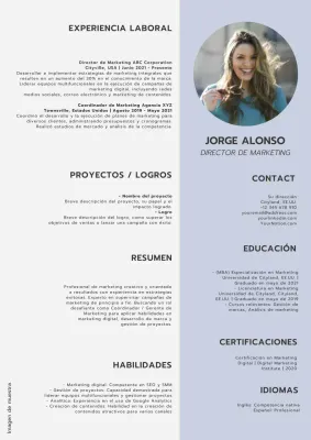 Gris y Azul Moderno Marketing Manager Resume Introducción