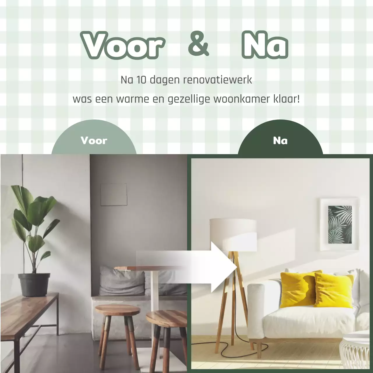 Schattige interieurbouw advertentie met mint achtergrond