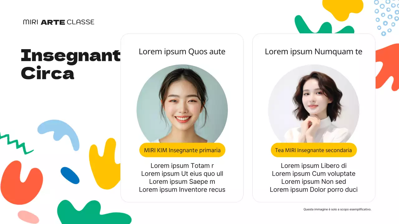 Un simpatico prospetto di scuola d'arte verde e arancione