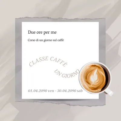 Promuovere un semplice corso di caffè di un giorno in grigio e bianco